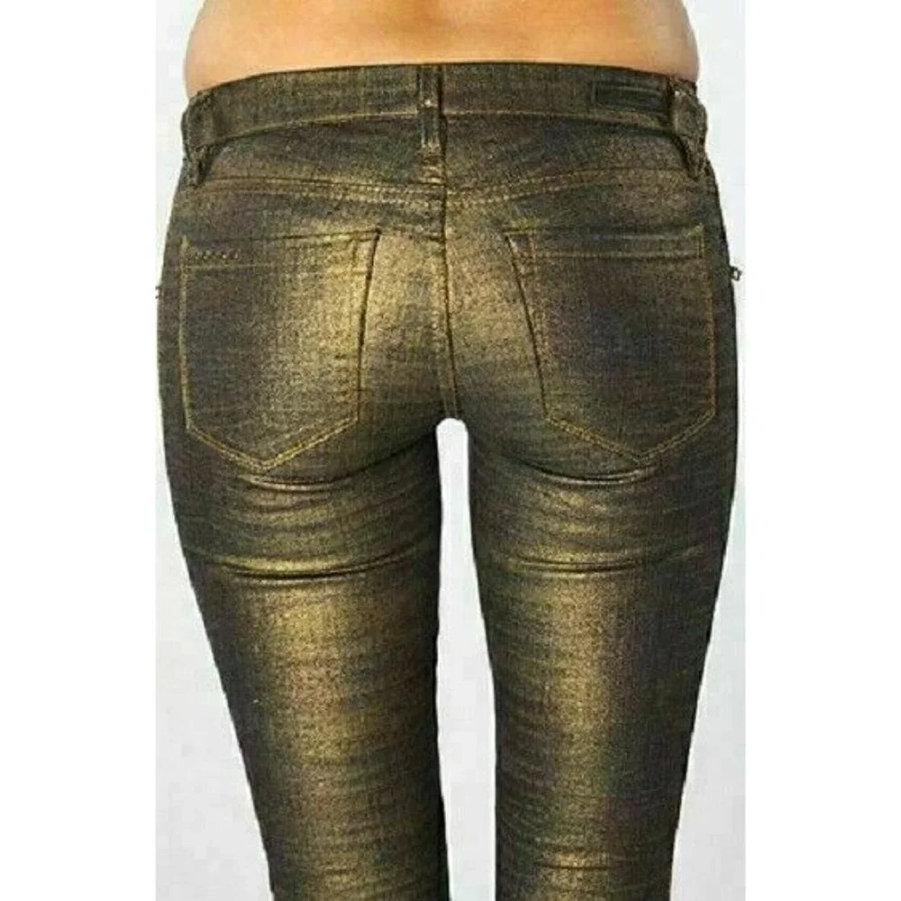 BlankNYC Women Gold Printed Zipper Skinny Classique Pant Jeans $98 - Picture 5 of 5